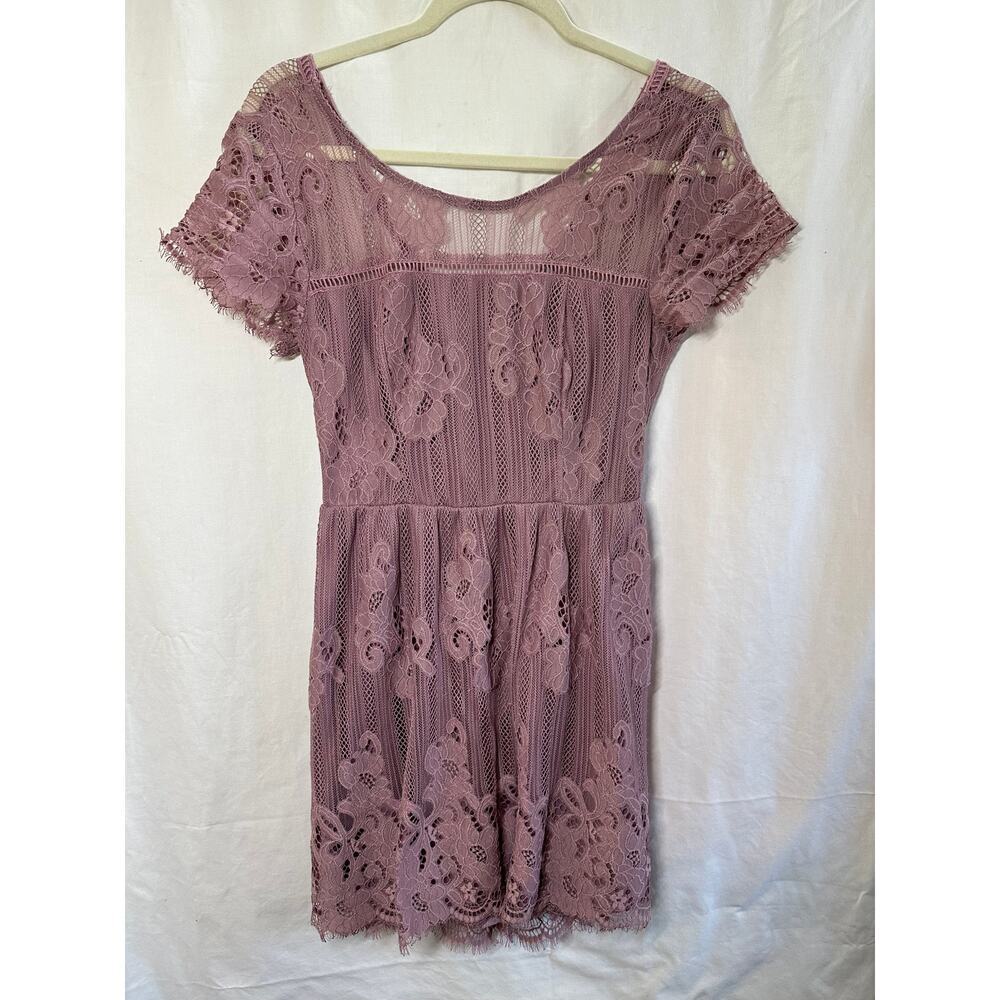 Elegant Lace Mauve Dress